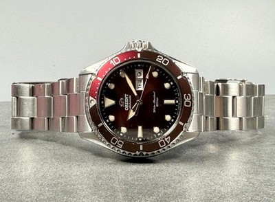 Orient Automatic Mechanical Stainless Steel Red Dial Diver Men's Wristwatch