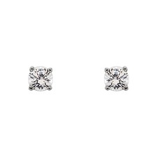 Kids 3mm Diamond Youth Threaded Post Earrings in 14k White Gold