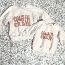 Organic Kids Cousin Crew Cream Sweatshirt Set Two Sizes 5T 12-18 Months