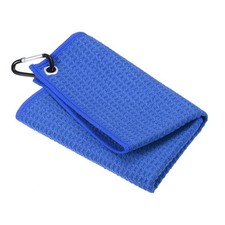 12"x12" Golf Towels Tri-Fold Waffle Pattern Towels with D Clip Dark Blue