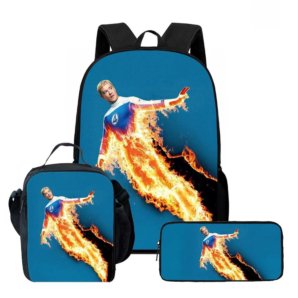 The Fantastic Four School Backpack Insulated Lunch Bag Rucksack Pencil Case Gift