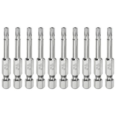 10 Stück T20 Sicherheits Torx Bit 1/4'' Sechskantschaft 2'' Lang S2 Stahl
