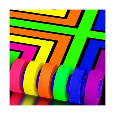 SWRT Neon Gaffer Cloth UV Blacklight Tape for Easter Decorations, 6 Rolls Mul...