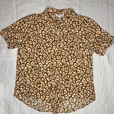 Nine West Y2K Cheetah Print Party Casual Button Down Tie Women’s Top Size Medium