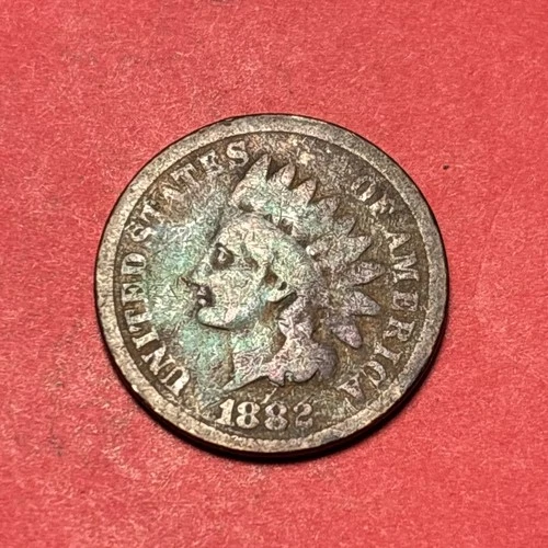 (1) Beautiful Toned Antique 1882 Indian Head Cent/Penny CHOICE G-GOOD NICE FILL