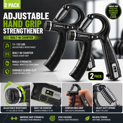 2 Pack Hand Grip Strengthener Adjustable Forearm Trainer w/ Counter
