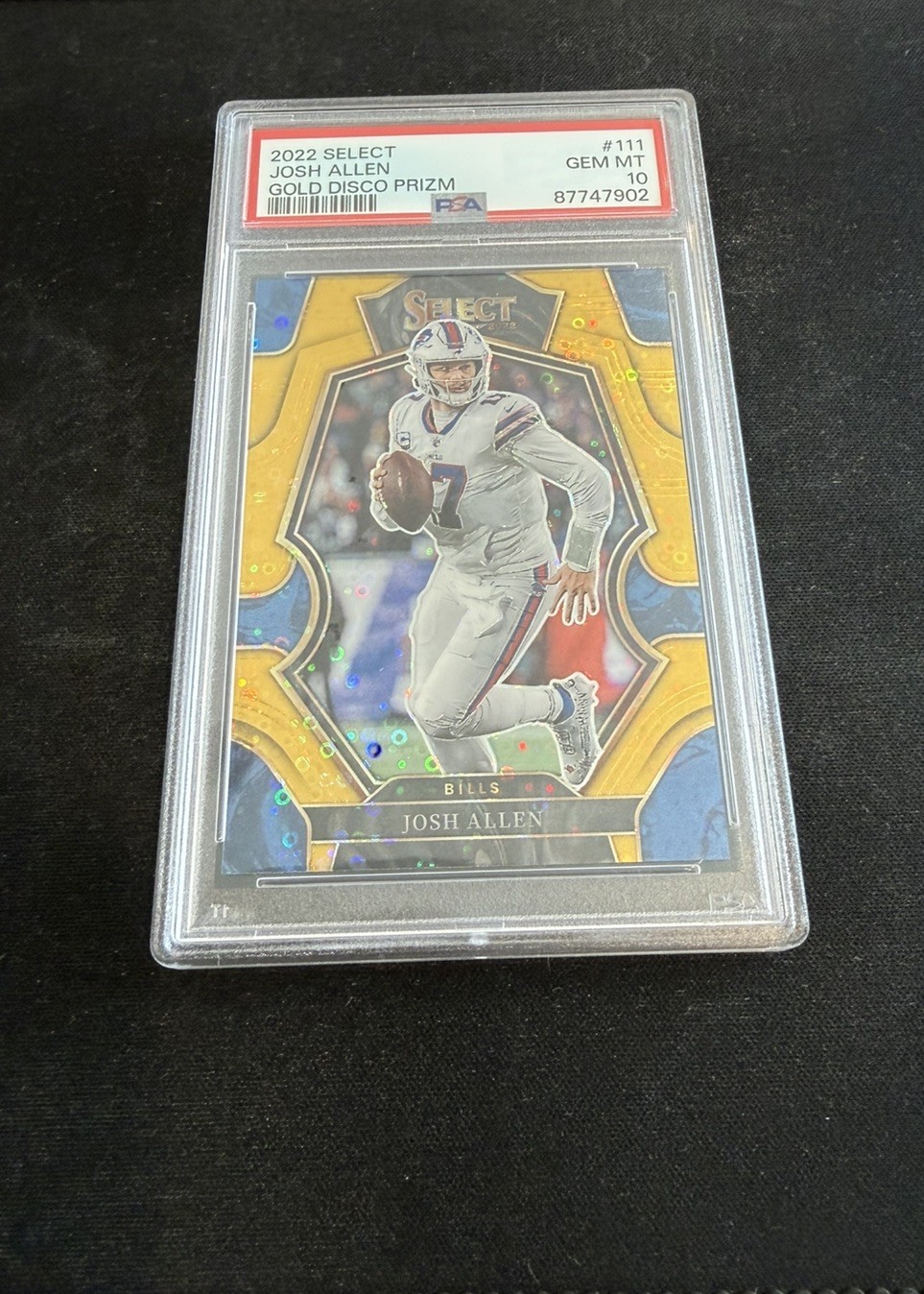 2022 Select Josh Allen Gold Disco Prizm /10 PSA 10 view 1