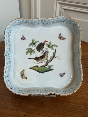 Herend Rothschild Vogel Schale Durchbruchrand Gold 1.Wahl ca 17cm