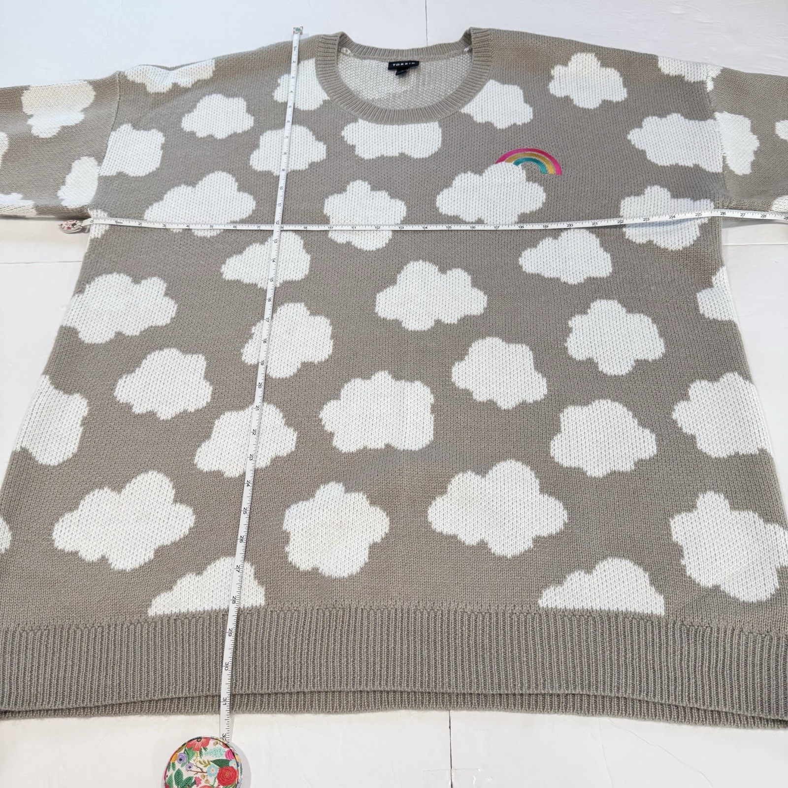 Torrid Clouds Rainbow Pullover Drop Shoulder Tuni… - image 9