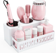 Hair Tool Organizer, Detachable Hair Dryer Holder with 3 Stainless Steel Cups, W