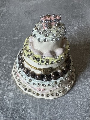 Geburtstag/Torte Strass Emaille Schmuckschatulle mit Magnetverschluss