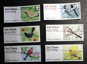 GB Stamps Post & Go Birds of Britain II Used 2011