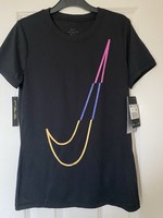 Woman’s Nike Dri-fit Training Top Black With Large Coloured Tick Size XS New
