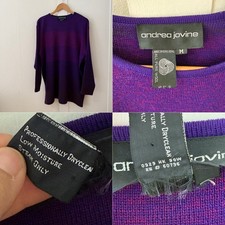 VTG Andrea Jovine Wool Tunic Sweater Open Front Sleeveless Cardigan Set SZ M