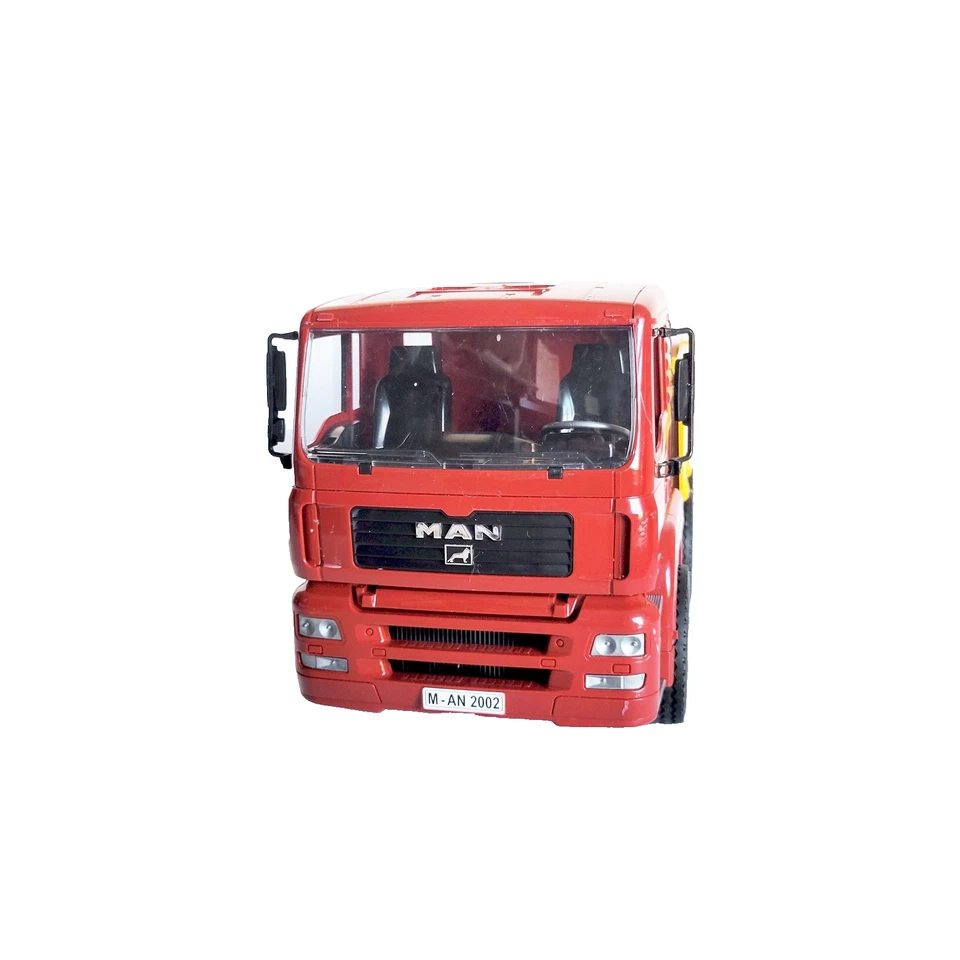 Camión de volteo Bruder Man rojo amarillo construcción hecho en Alemania Foto 4 de 4