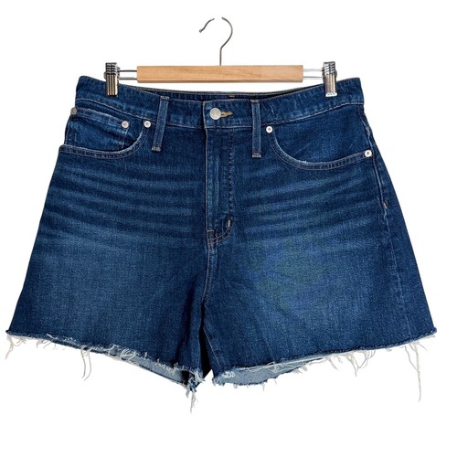 Madewell Curvy High-Rise Denim Shorts Dark Indigo Raw Hem AJ244 Size 31 Mens