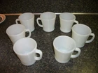 7 Vintage Fire King Anchor Hocking Coffee Mugs White Milk Glass D Handle