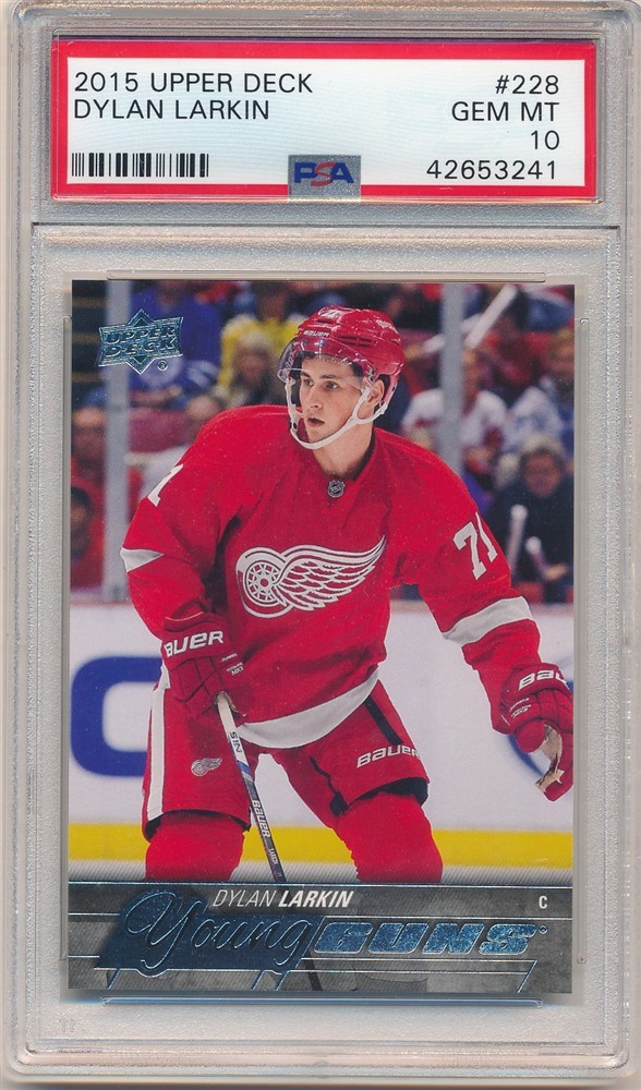 DYLAN LARKIN 2015/16 UPPER DECK #228 ROOKIE YOUNG GUNS RED WINGS PSA 10 GEM MINT