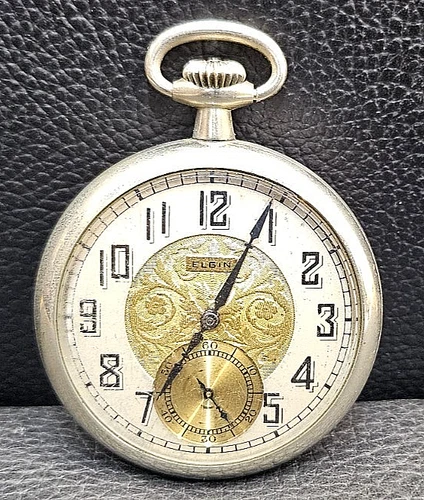 Antique 1938 Elgin Model 7 Grade 387 Pocket Watch 17J ***READ***