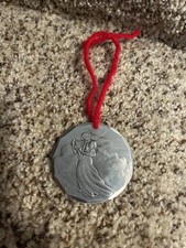 Wendell August Forge 1990 Angel with Harp Metalware Christmas Ornament