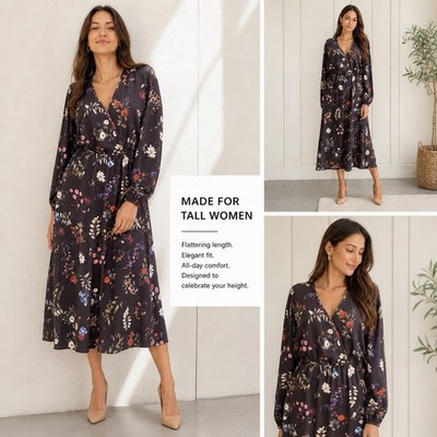 LTS Black Dress With Floral Design 