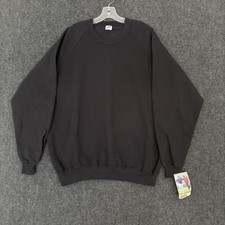 Vintage Jerzees Sweatshirt Men's 3X Black Crewneck Raglan Blank Made in USA 90s