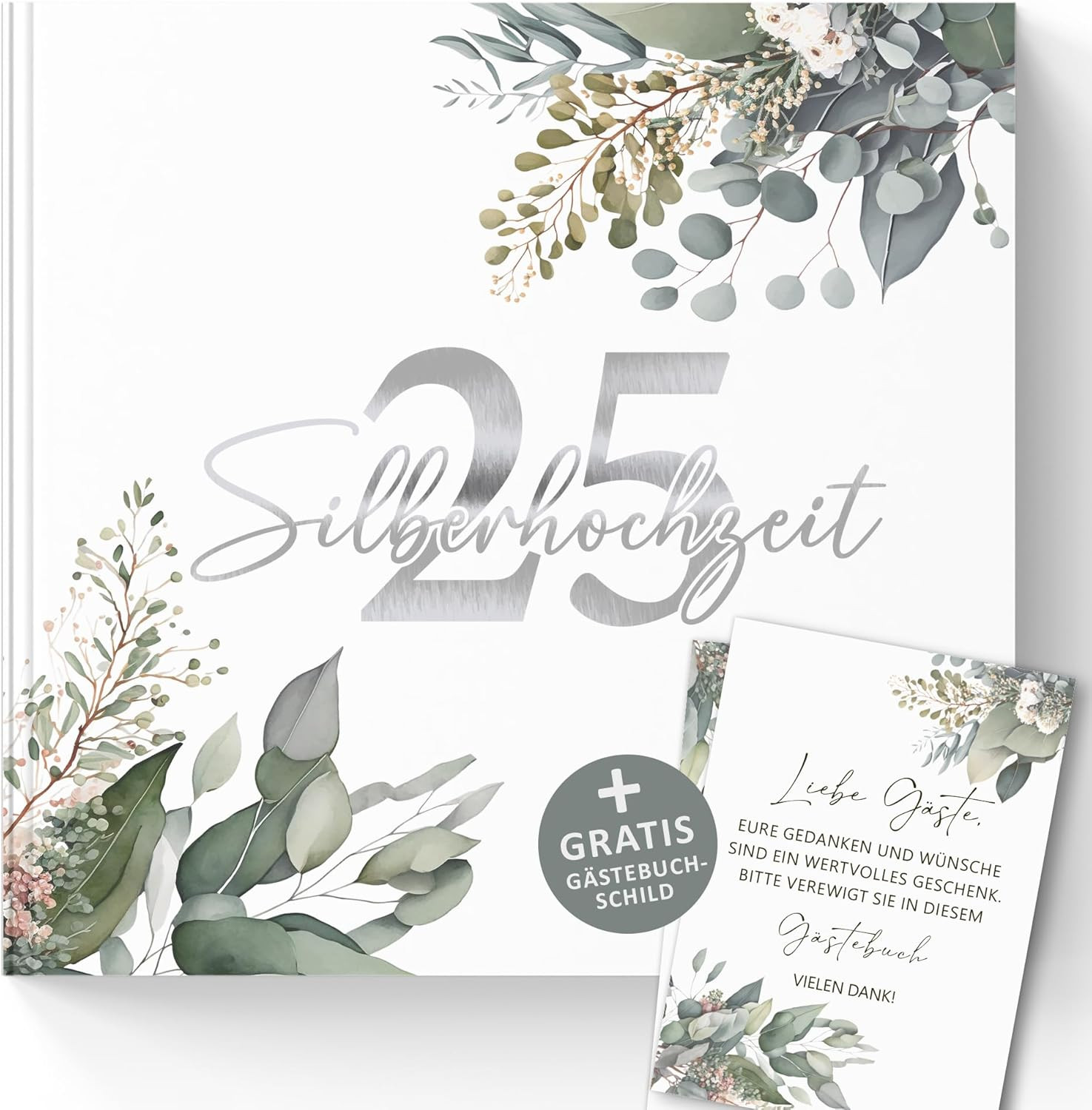 Persönliches Gästebuch 25. Hochzeitstag Geschenk-Ideen Eltern Freunde