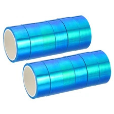 12Pcs 15mmx5m Holographic Tape Adhesive Metallic Foil Masking Sticker Blue