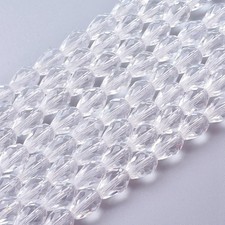 Teardrop Faceted Crystal Clear Glass Beads 11mm x 8mm Sun Catchers - 1 Strand