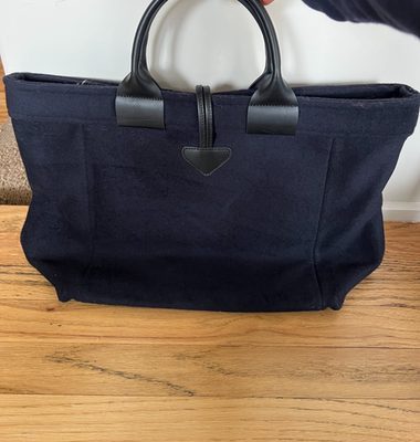 Longchamp x Gloverall Le Roseau L Wool Tote Bag Navy Dark Blue | eBay