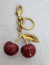 New Cherry Bag Charm Keychain Accessory Purse Charm Fob Sparkly Gold Bling