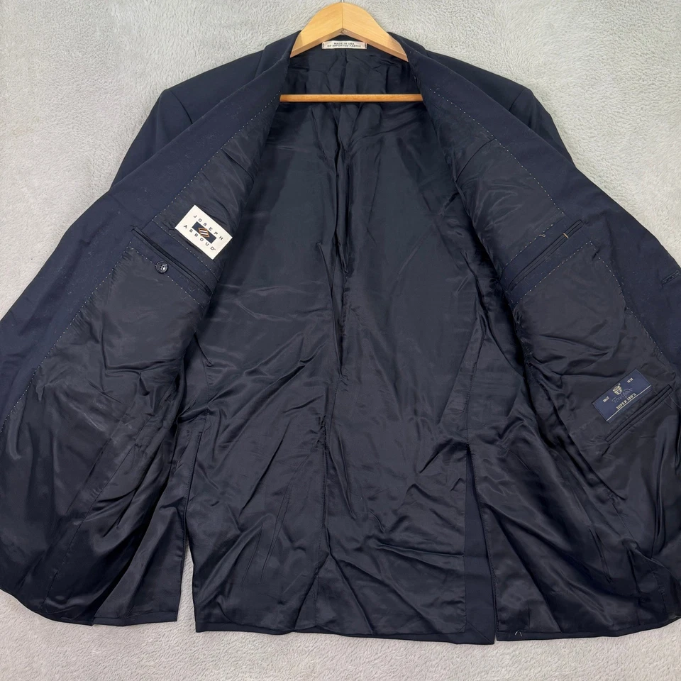 Joseph Abboud Mens 46R Navy Marzotto S120s Wool Blazer Suit Jacket Made in USA - Image 4 of 4