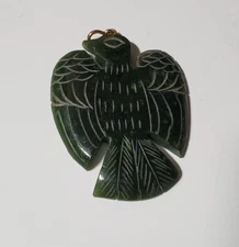 Vintage Carved Jade Bird Eagle Phoenix Pendant