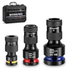 WORKPRO 1/2" 3/8" 1/4inch Quick Release Hex Impact Socket Adapter Bit Holder Set
