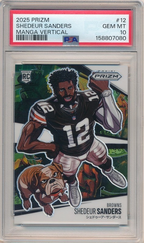 SHEDEUR SANDERS 2025 PANINI PRIZM 12 RC ROOKIE MANGA VERTICAL SP PSA 10 GEM MINT