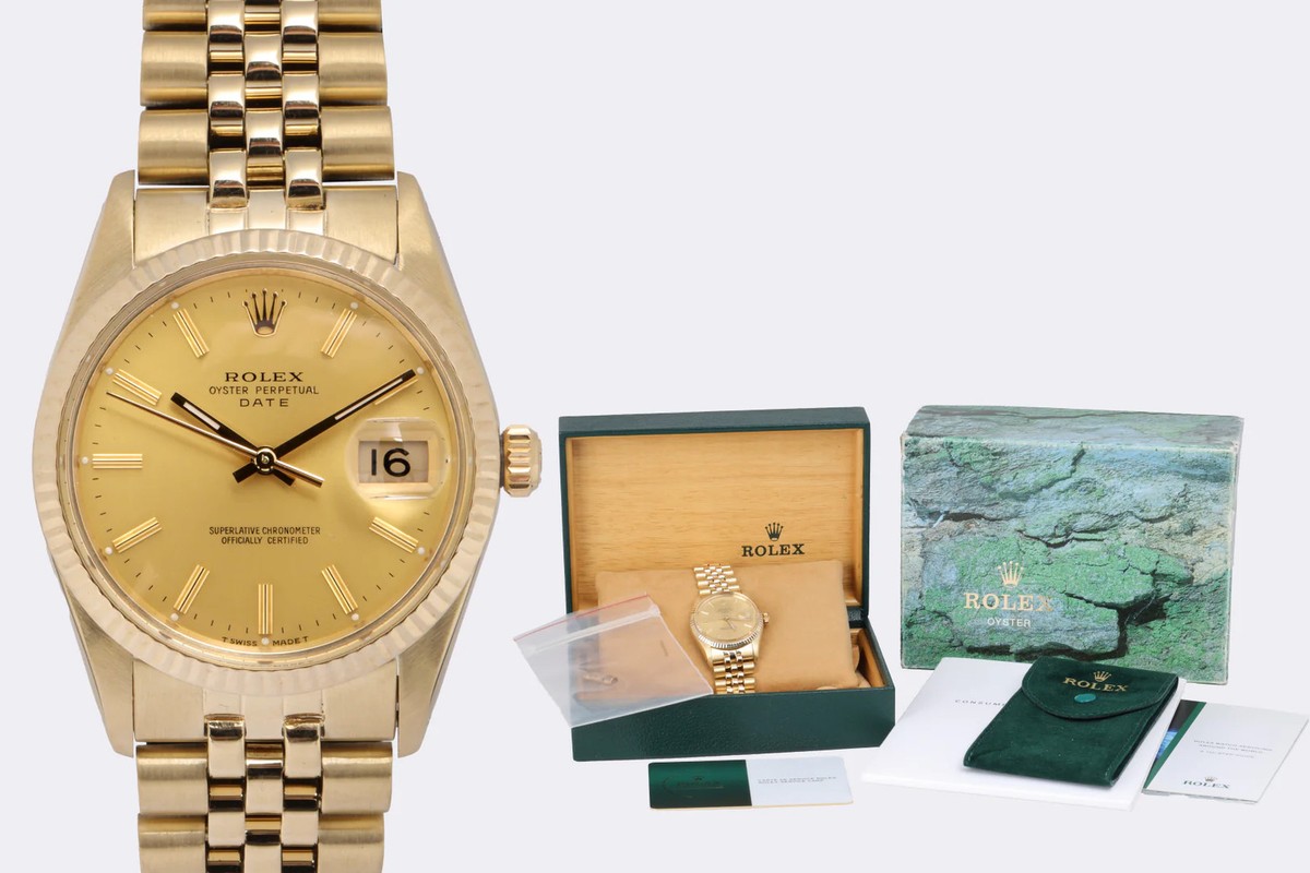 Rolex Oyster Perpetual 15037 14k Yellow Gold 34mm Watch 1981