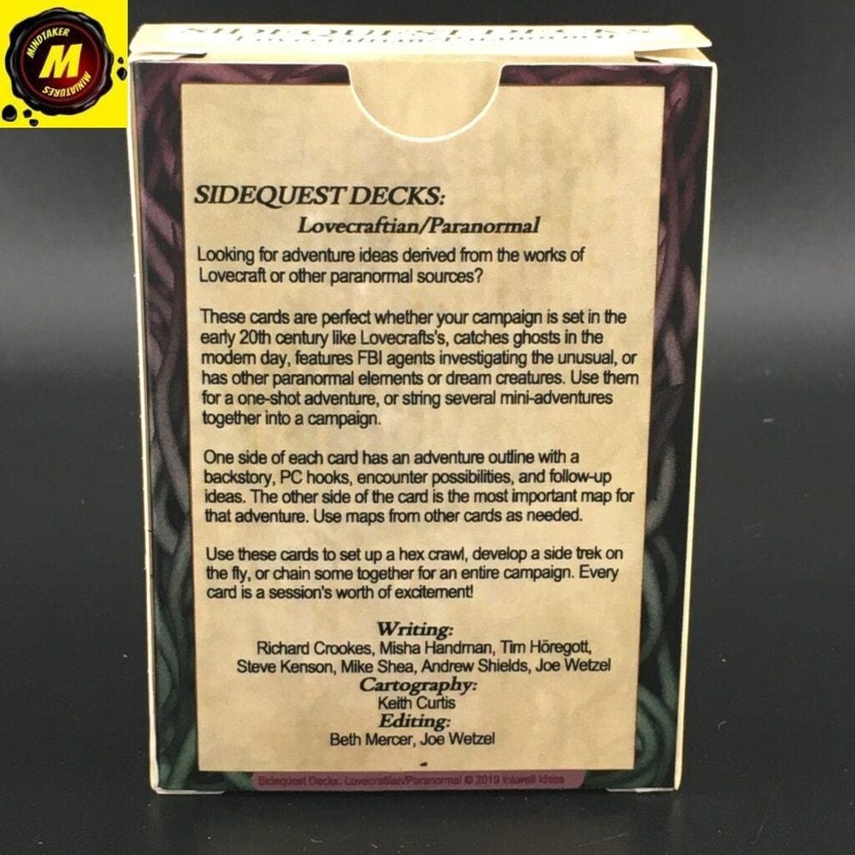 Sidequest Deck Lovecraftian/Paranormal 145470 5th Edition eBay