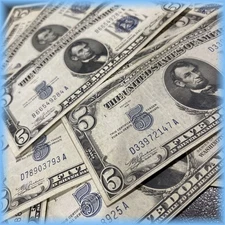 1953 Five Dollar Silver Certificate Blue Seal ~ $5 Bill VG-XF ~ Estate Lot