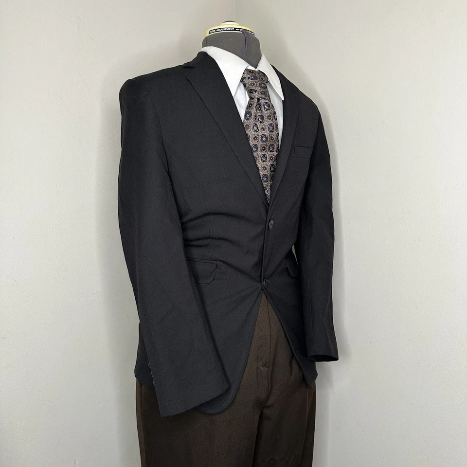 Chaps Boys 18R Mens 34S 2XS Blazer Solid Black 2 Button Sport Coat Suit Jacket - Image 3 of 4