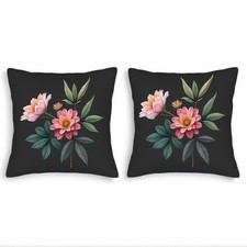 Set of 2 Decorative Throw Pillow Covers 18x18in - Elegant Floral Design
