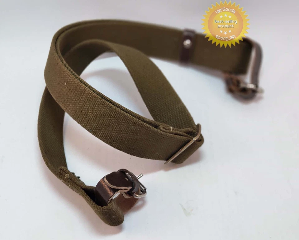 Eslinga de transporte para rifle Mosin Nagant rara lona caqui cuero original soviética URSS Foto 4 de 4