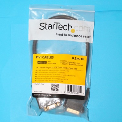 StarTech.com 1 ft/30 cm DVI-I Analog (M) auf 2 x VGA Video (F)-Y-Splitter-Kabel