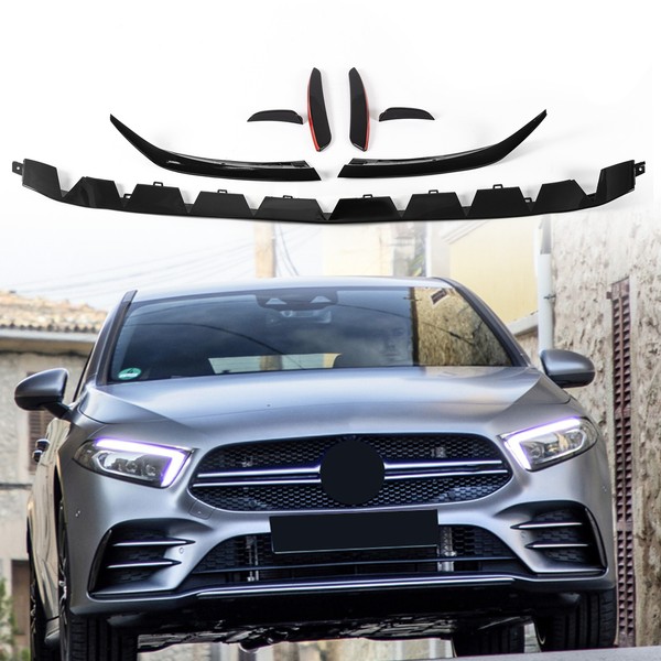 Gloss Black Front Canard Vent Spillter Lip For 2019~2022 Benz A Class W177 AMG35