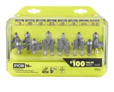 NEW RYOBI Shank Carbide Router Bit Set (15-Pi...
