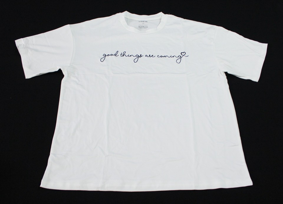 Shein Women's EZwear Slogan Graphic Drop Shoulder Tee JG3 White Size XS
