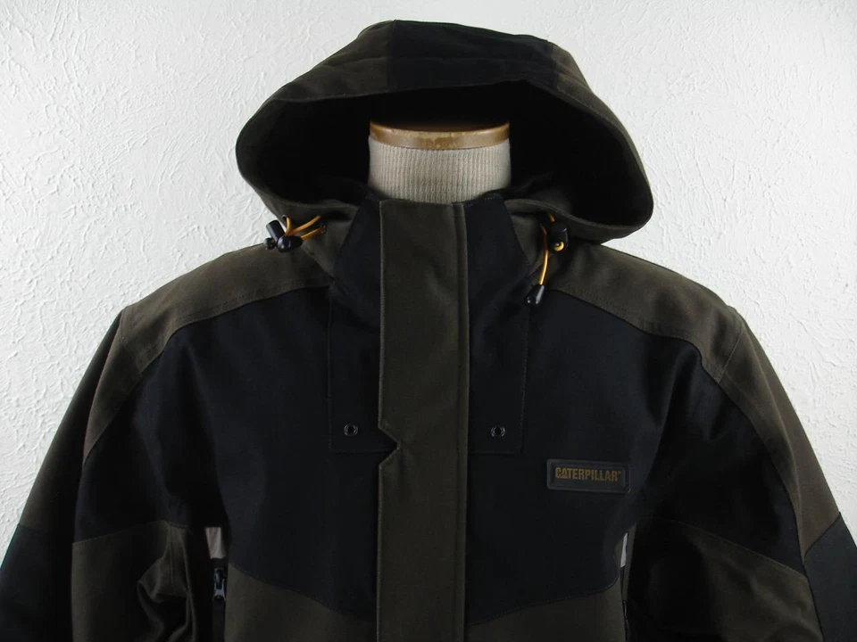 CAT Caterpillar Mens L Heavyweight Insulated Work Winter Jacket Coat Black Brown - Image 3 of 4