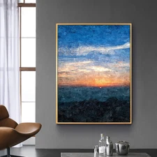 Hand Painted Abstract Oil Painting Sunrise Landscape Canvas Wall Art Painting