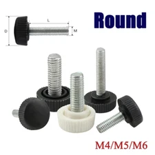 Black Plastic Thumb Screws Round Head Grip Knob Bolts M4/5/6 Handle Dia:14/16mm
