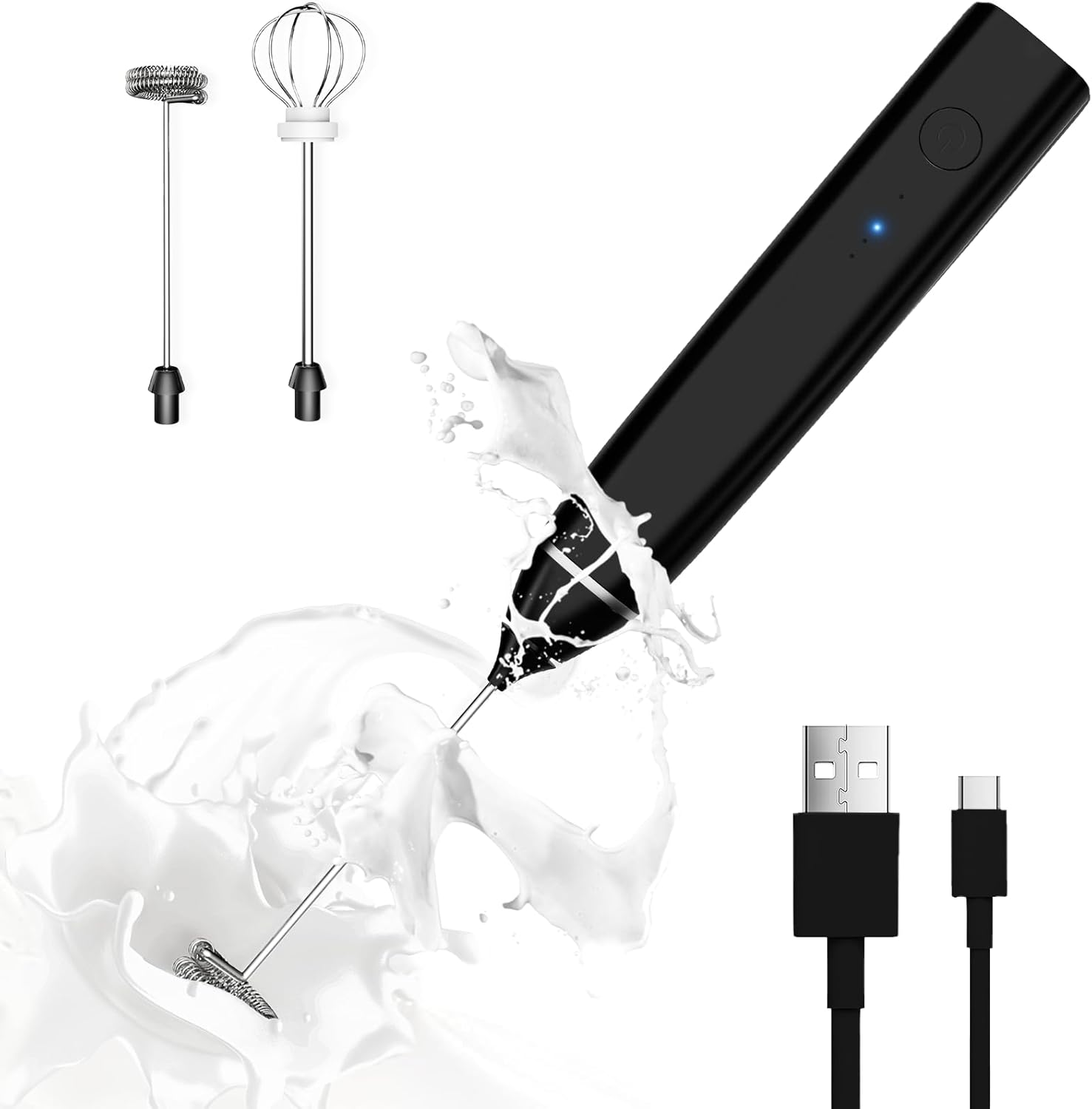 Milk Frother Rechargeable Handheld Electric Whisk Coffee Frother Mixer-image