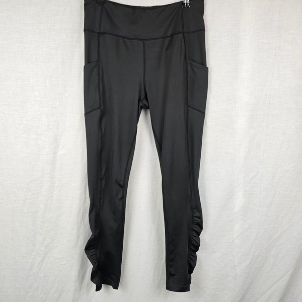 Tahari Sport Size M Activewear Leggings Yoga Black Pockets Puffly legs ** READ 